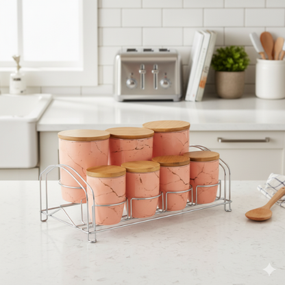 Set de Bocaux de Cuisine en Verre Rose