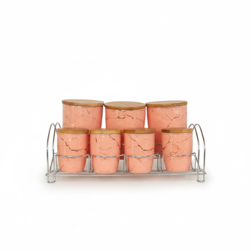 Set de Bocaux de Cuisine en Verre Rose