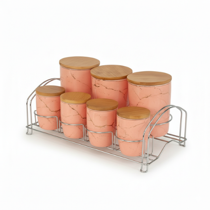 Set de Bocaux de Cuisine en Verre Rose