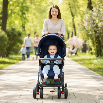 Poussette Bébé Pliante Confortable – Bleu Marine