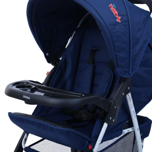 Poussette Bébé Pliante Confortable – Bleu Marine